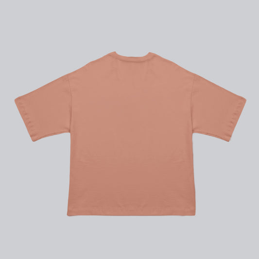 Camiseta BLOCK café sobre rosado