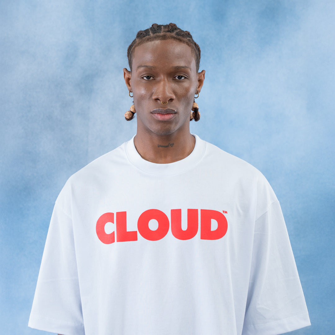 Camiseta BLOCK blanco sobre rojo