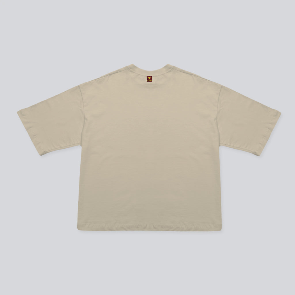 Camiseta Block azul navy sobre beige AR