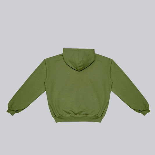 Hoodie Block naranja sobre verde