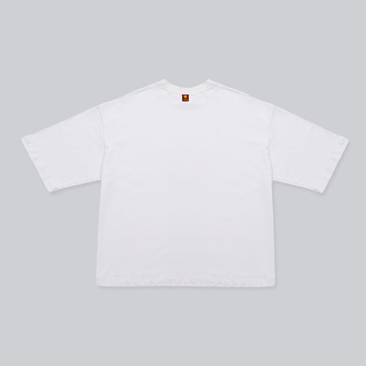 Camiseta BLOCK blanco sobre rojo