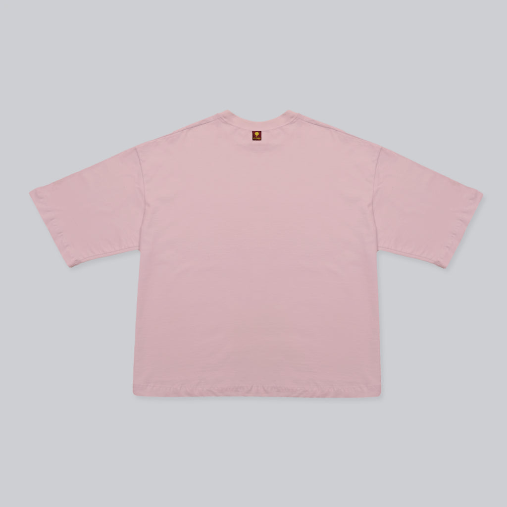 Camiseta BLOCK rosa sobre rojo