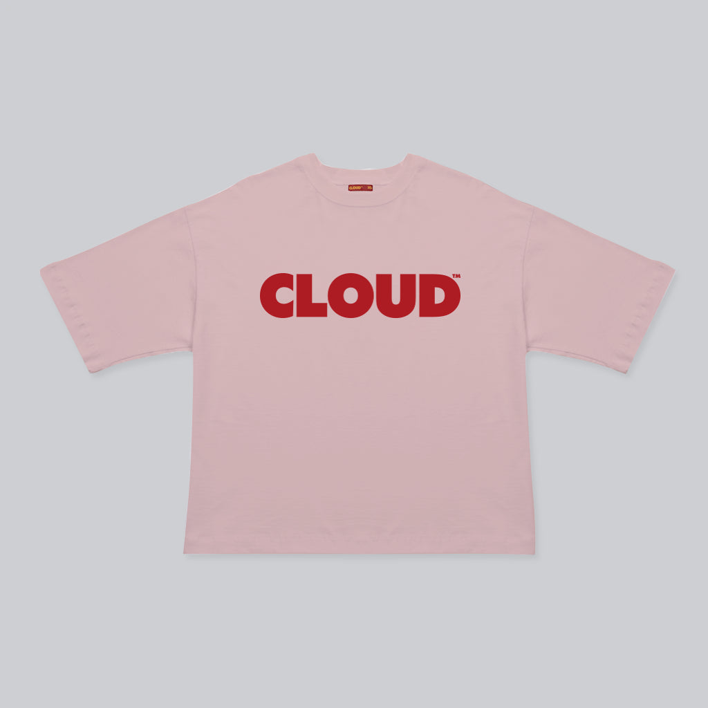 Camiseta BLOCK rosa sobre rojo