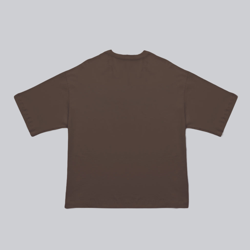 Camiseta BLOCK amarillo sobre café