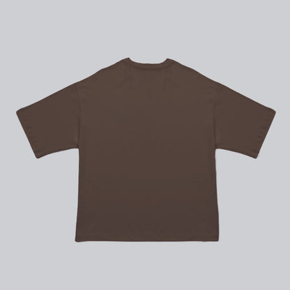Camiseta BLOCK amarillo sobre café