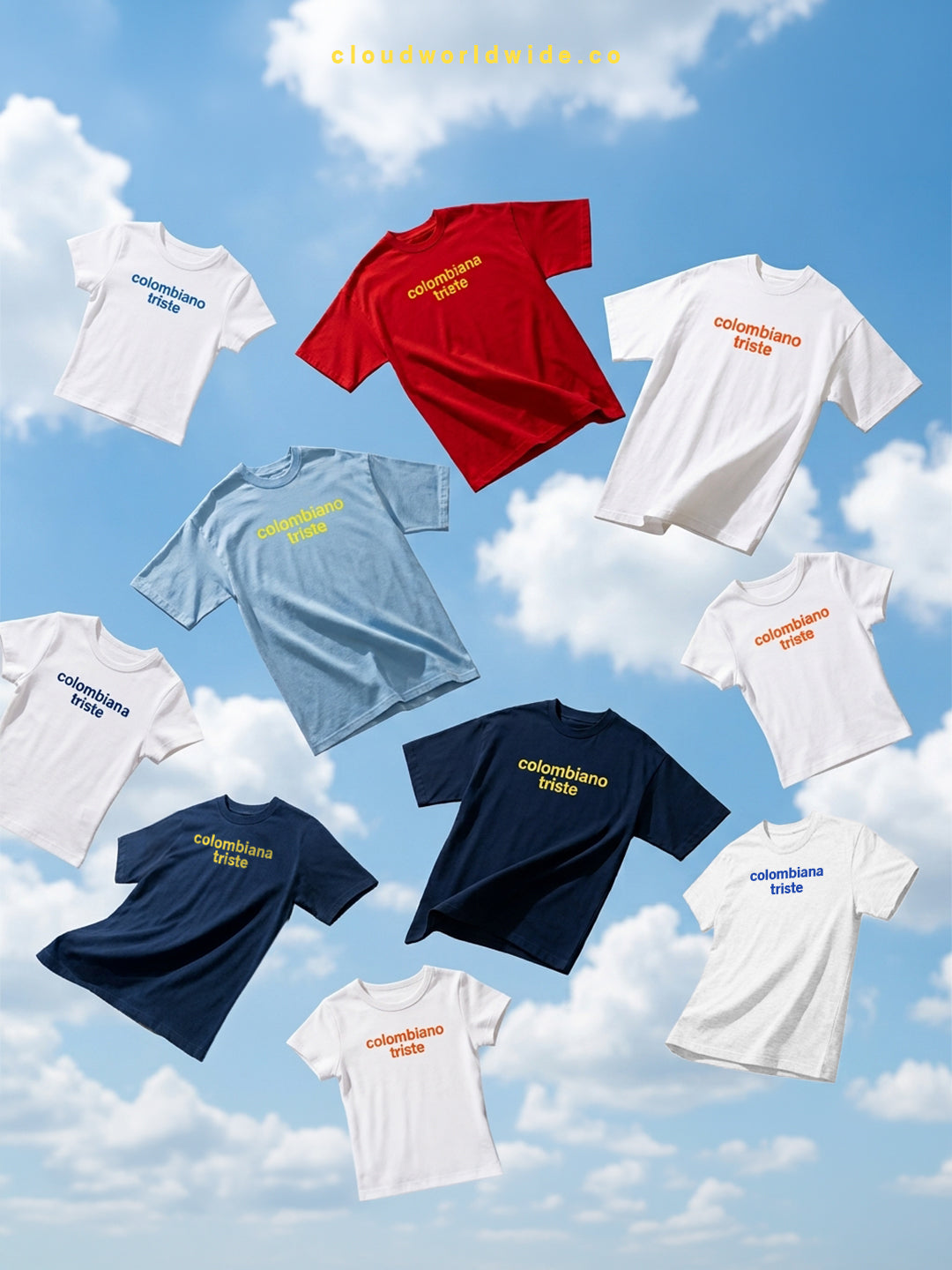 Baby tee colombiana blanco/azul