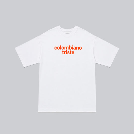 Camiseta colombiano triste blanco/rojo