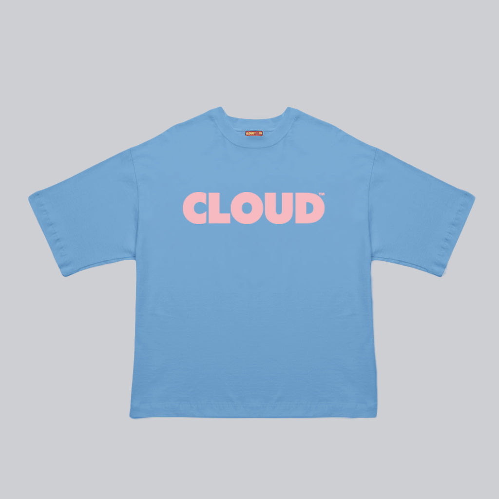 Camiseta BLOCK rosa sobre azul