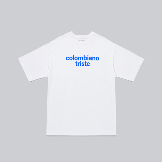 Camiseta colombiano triste blanco/azul