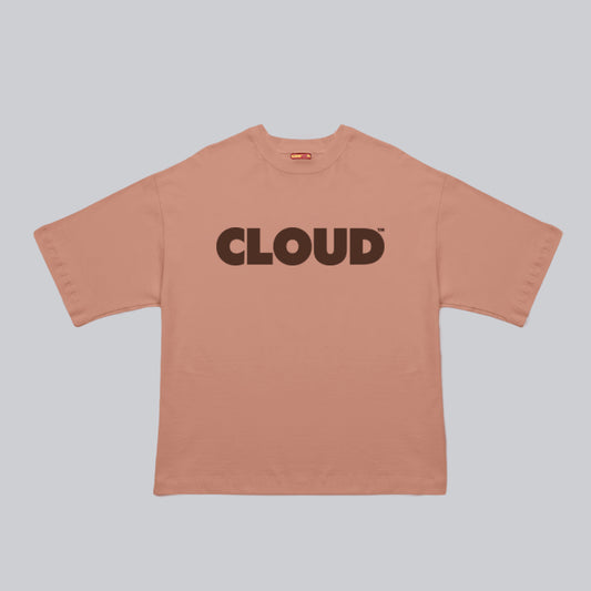 Camiseta BLOCK café sobre rosado