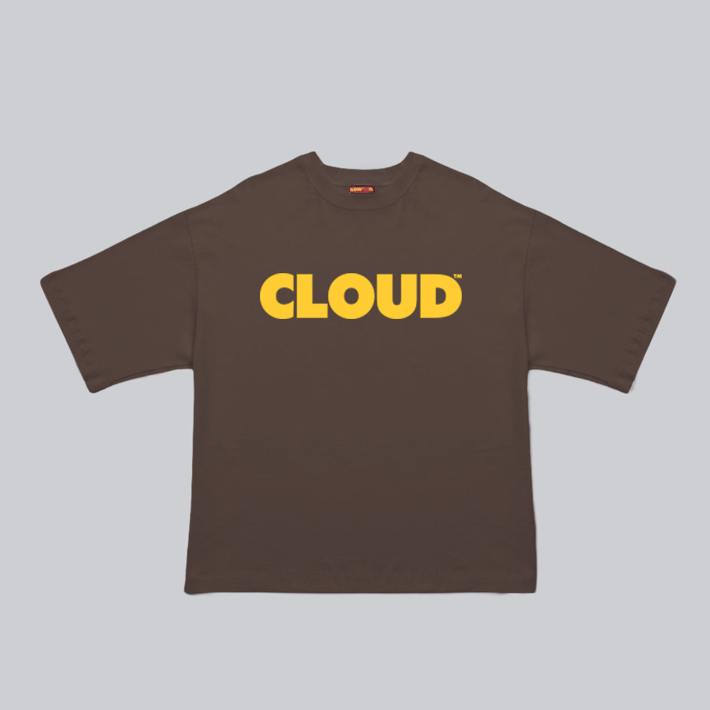 Camiseta BLOCK amarillo sobre café