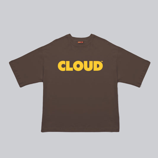 Camiseta BLOCK amarillo sobre café