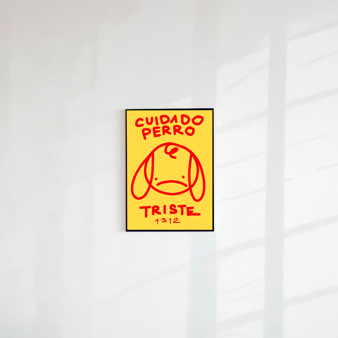 Postal Cuidado perro triste amarillo (Papel 220g)