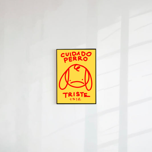 Postal Cuidado perro triste amarillo (Papel 220g)