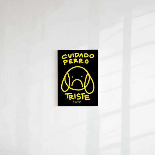 Postal Cuidado perro triste negro (Papel 220g)