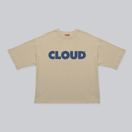Camiseta Block azul navy sobre beige AR