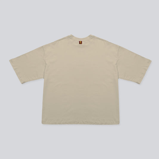 Camiseta Block azul navy sobre beige AR