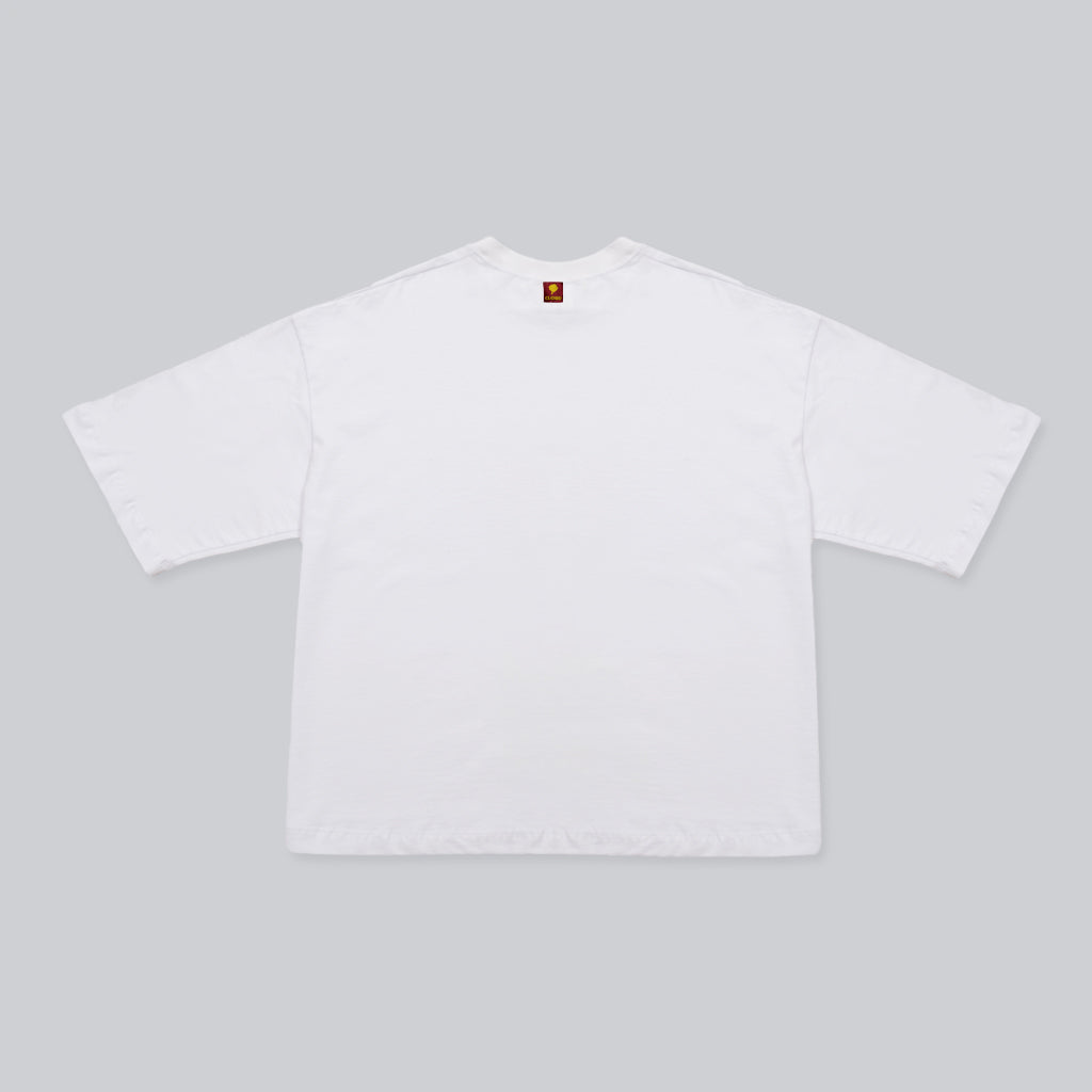Camiseta BLOCK blanco sobre rojo