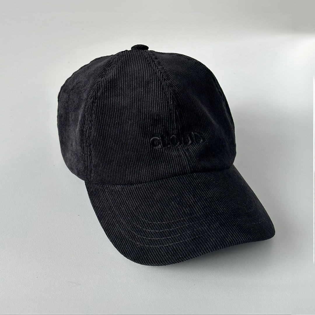 Black corduroy dad hat